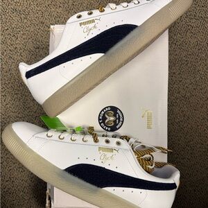 Puma Clyde Leather BHM - White and Navy Sneakers